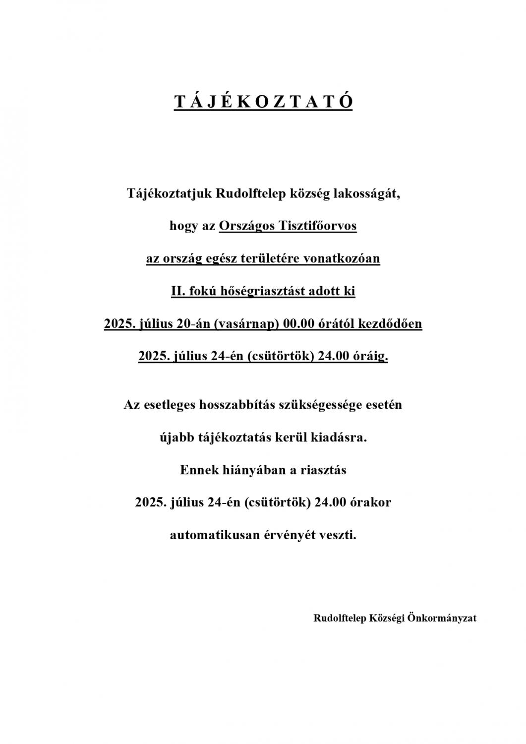 Tisztelt Lakosság!
