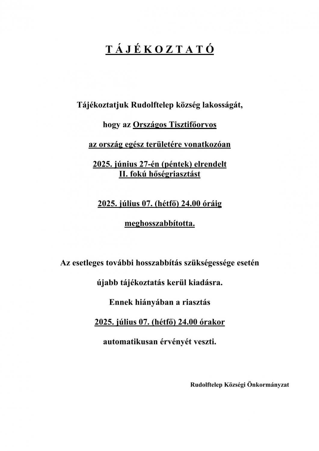 Tisztelt Lakosság!