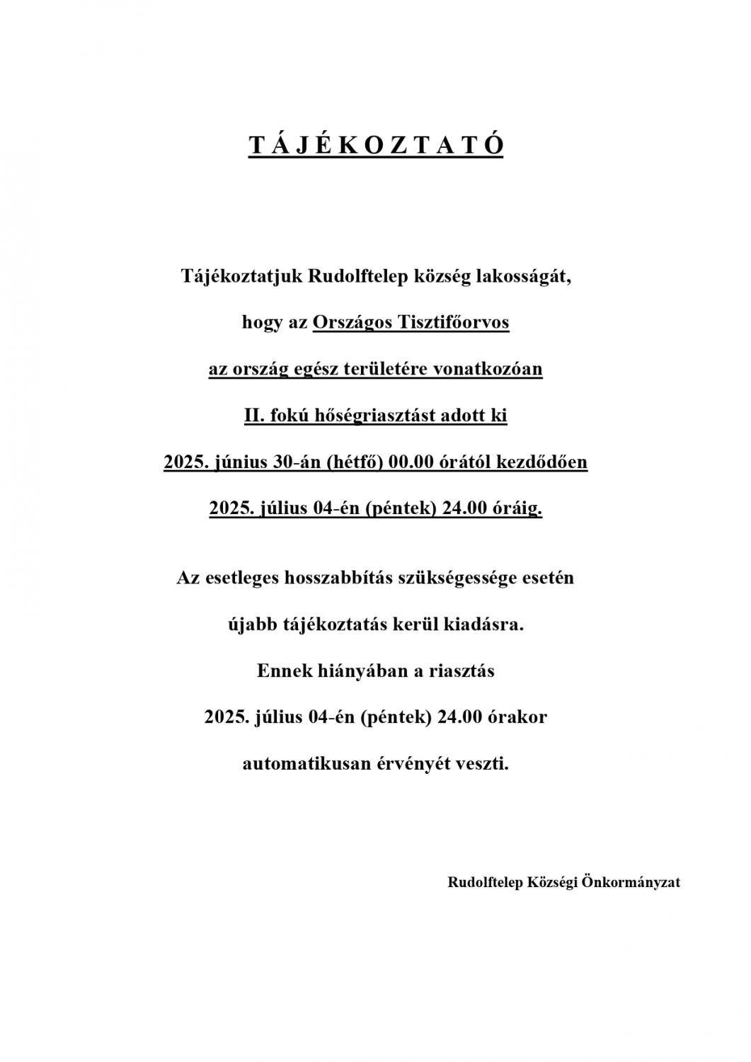 Tisztelt Lakosság!