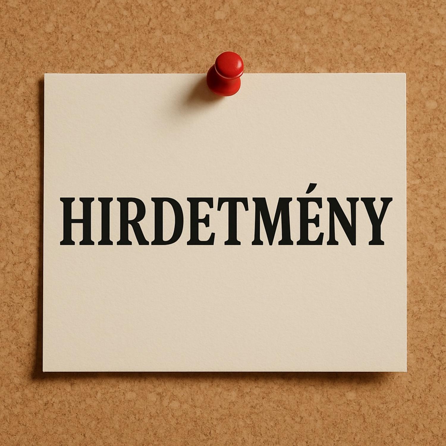 Hirdetmény - BO-02/FH/00010-1/2025.