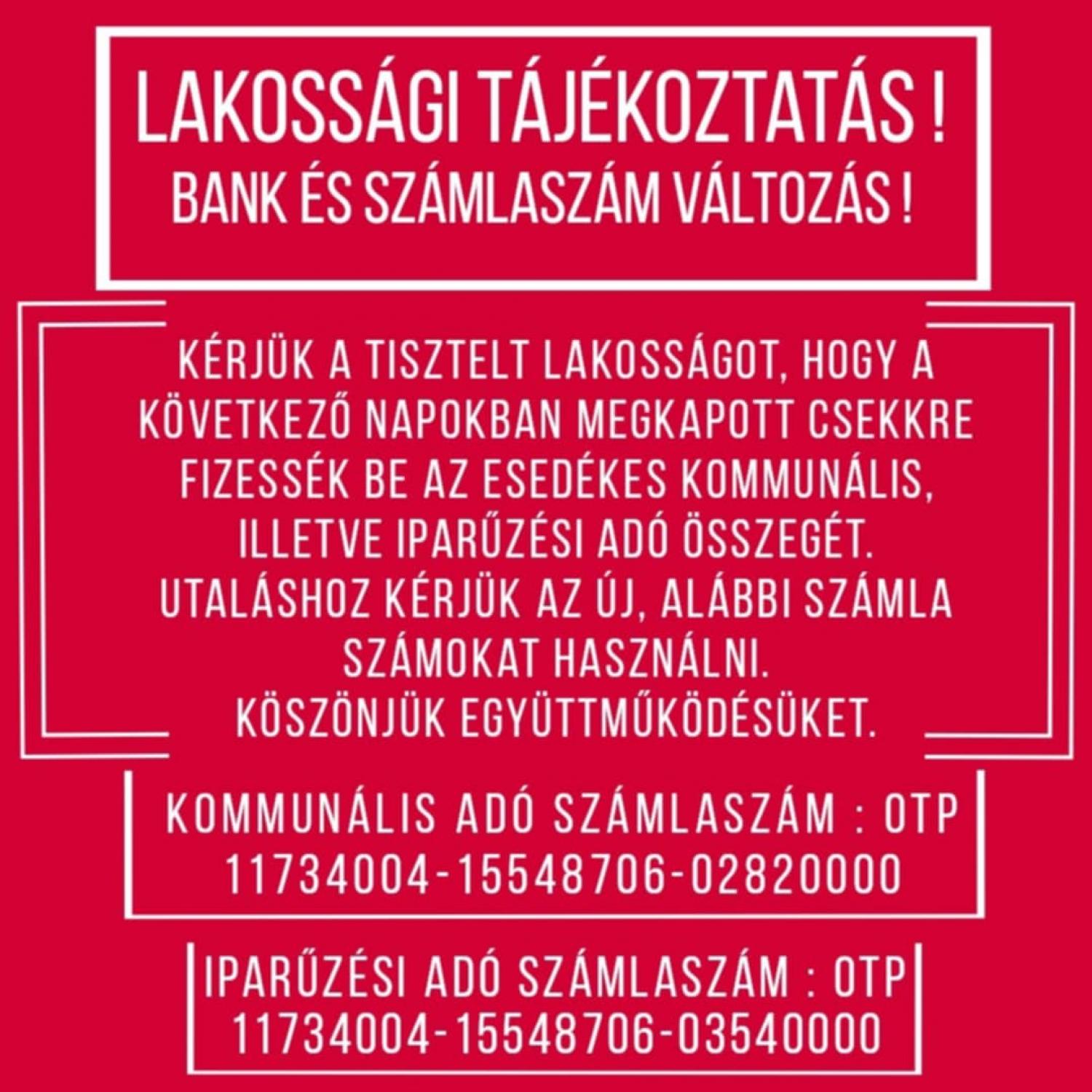 Tisztelt Lakosság!