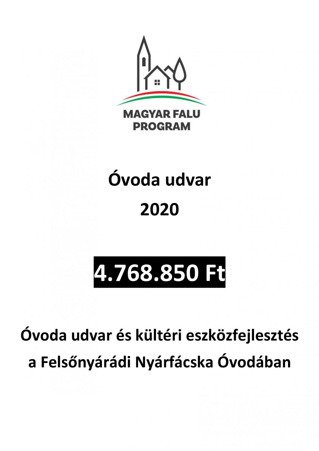 Magyar Falu Program Óvoda udvar MFP-OUF/2019.pályázat