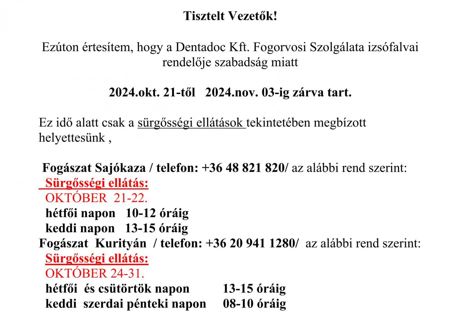 Tisztelt Lakosság!