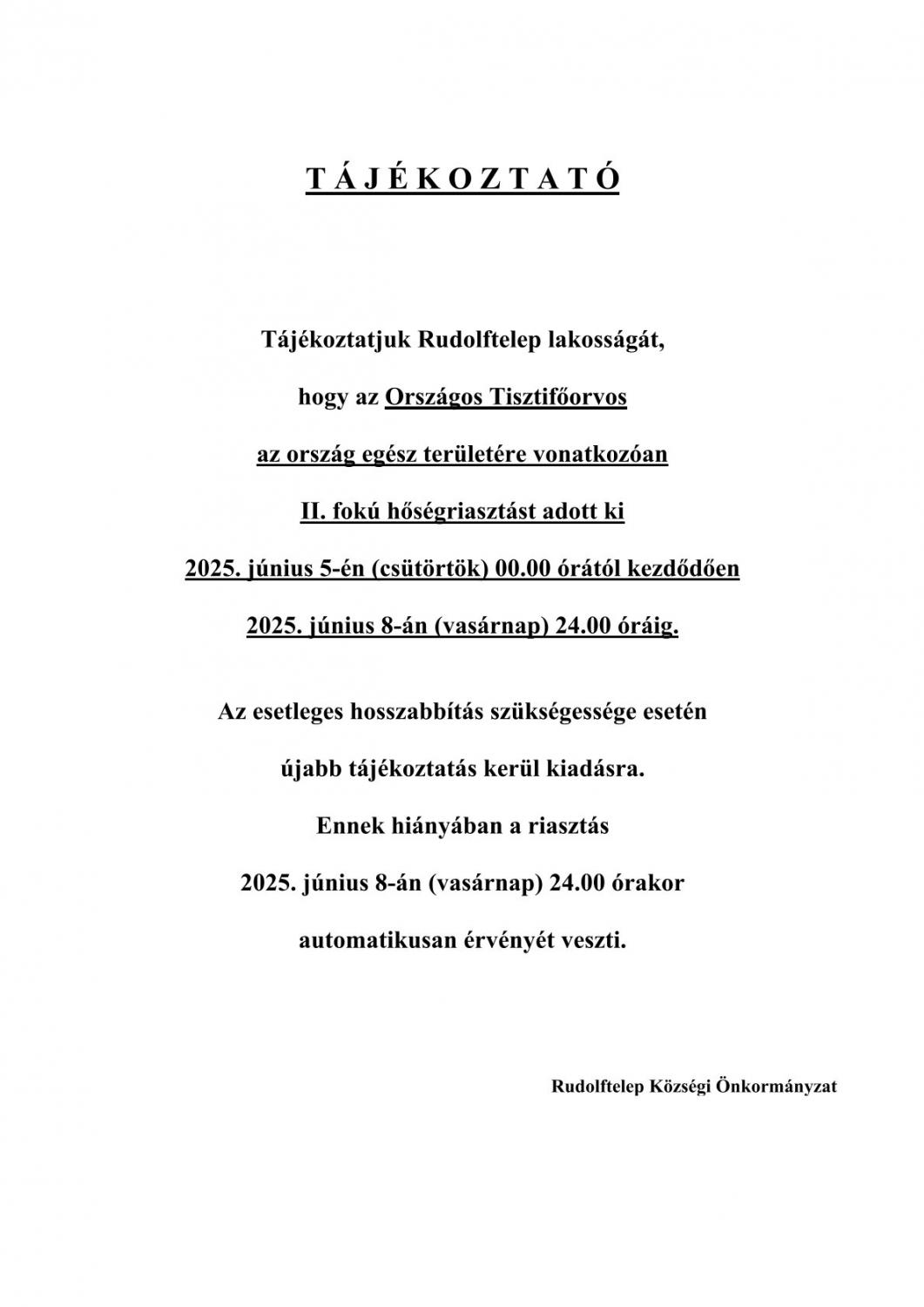 Tisztelt Lakosság!