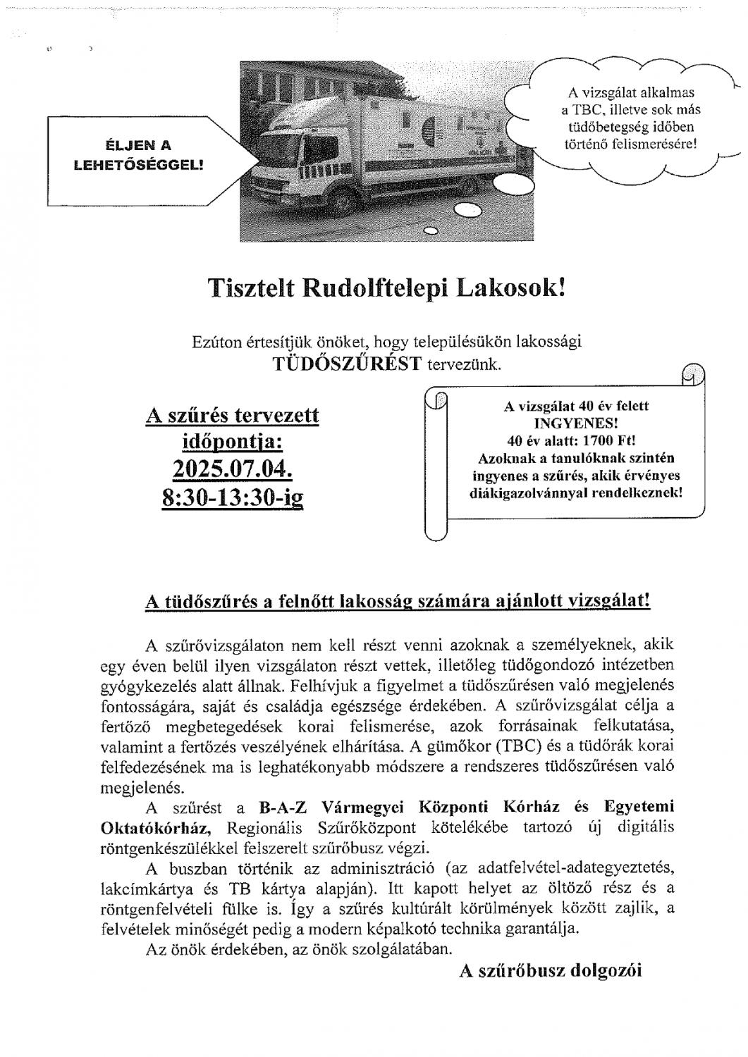 Tisztelt Lakosság!